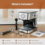 Gevi Compact Espresso Machine with Milk Frother