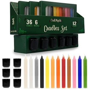 36 Mini Colored Candle Sticks with Holders