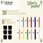 36 Mini Colored Candle Sticks with Holders