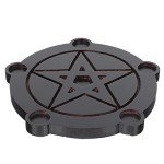Wooden Pentacle Candle Holder for Rituals & Spells