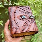 Hocus Pocus Leather Journal Blank Spell Book of Shadows with Lock Clasp Prop Vintage Notebook Journals Bound Witchcraft Wiccan Grimoire Witch Magic Eye Sketchbook Drawing Writing Diary (HOCUS POCUS)