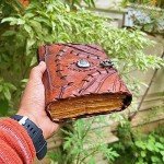 Hocus Pocus Leather Journal Blank Spell Book of Shadows with Lock Clasp Prop Vintage Notebook Journals Bound Witchcraft Wiccan Grimoire Witch Magic Eye Sketchbook Drawing Writing Diary (HOCUS POCUS)