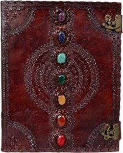 NZM Leather Journal Book Seven Chakra Medieval Stone Embossed Handmade Book of Shadows Notebook Office Diary College Book Poetry Book Sketch Book 10 x 13 Inches
