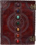 NZM Leather Journal Book Seven Chakra Medieval Stone Embossed Handmade Book of Shadows Notebook Office Diary College Book Poetry Book Sketch Book 10 x 13 Inches