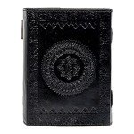 QualityArt 10" Fat Leather Journal Large 600 Pages Black Pentacle Grimoire Book of Shadow Leather Notebook Journal Blank Handmade Book Sketchbook