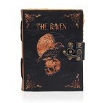 Leather Gothic Journal Magical Raven Skull Spiral Notebook Mystery Crow Journal Grimoire Witchcraft Spellwork Journal Great for Halloween and Raven Lovers Aesthetic Leather Journal for Men and Women