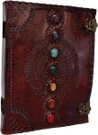 NZM Leather Journal Book Seven Chakra Medieval Stone Embossed Handmade Book of Shadows Notebook Office Diary College Book Poetry Book Sketch Book 10 x 13 Inches