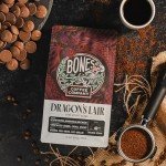 Bones Coffee Company Dragon's Lair Ground Coffee Beans, Low Acid Flavored Coffee, Made with Arabica Coffee Beans, Dark Roast Gourmet Coffee, Coffee Lover Gift Ideas (12 oz)
