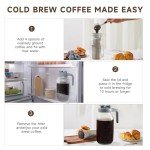 Xylanor Cold Brew Coffee Maker Pitcher, 64 OZ Heavy Duty Glass Wide Mouth Mason Jar Pour Spout Airtight Lid with Stainless Steel Infuser Filter for Iced Coffee, Ice Tea, Brewed Making