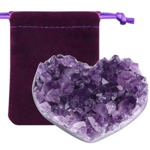 Amethyst Heart Crystal Cluster Geode for Energy Balance