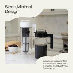 Takeya Patented Deluxe Cold Brew Coffee Maker with Black Lid Airtight Pitcher, 2 Quart, Black