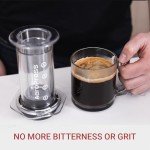 AeroPress Clear Coffee Press – 3 In 1 Brew Method Combines French Press, Pourover, Espresso, Full Bodied Coffee Without Grit or Bitterness, Small Portable Coffee Maker for Camping & Travel, Clear