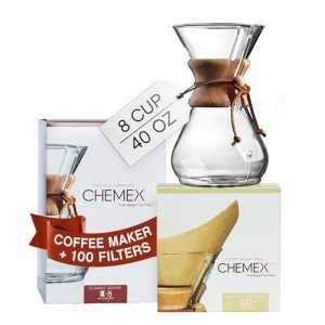 CHEMEX Bundle - 8-Cup Classic Series - 100 ct Square Filters - Exclusive Packaging