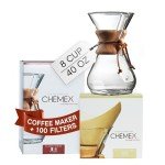 CHEMEX Bundle - 8-Cup Classic Series - 100 ct Square Filters - Exclusive Packaging