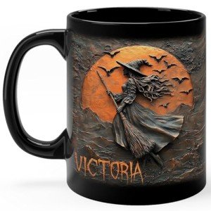 Beautiful Witch Mug Personalized Witch Mugs For Women Custom Name Witch Coffee Cup Halloween Witch Cup Gifts for Witch Lovers Customized Halloween Mug Personalized Witch Black Mug 11oz 15oz