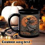Beautiful Witch Mug Personalized Witch Mugs For Women Custom Name Witch Coffee Cup Halloween Witch Cup Gifts for Witch Lovers Customized Halloween Mug Personalized Witch Black Mug 11oz 15oz