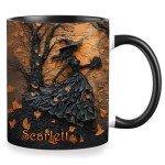 Personalized Witch Coffee Mug with Names, Custom Witch Accent Mug Halloween Mugs Personalized Spooky Halloween Gifts For Women Friends Sister Girls Family Her Spooky Season Gift
