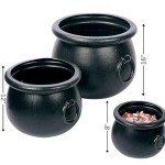 Fun Express Black Cauldron Pot 16", 12" and 8", Pack of 3, Create an Enchanting Halloween Atmosphere with Our Plastic Cauldron, Witch Cauldron Pots Endless Decor Possibilities
