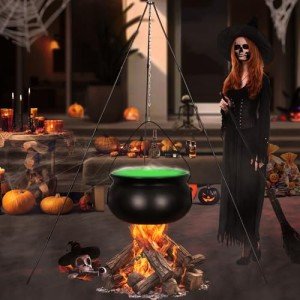 Evjeal Halloween Decorations Outdoor Cauldron - Witches Cauldron, Ideal for Halloween Decor, This Cauldron can be Filled with Potions, Candy, or Spooky Props to Enhance Your Witches Halloween Decor