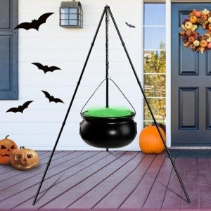 SpringFlower Halloween Outdoor Decorations,13 inch Large Witches Cauldron On Tripod with Lights, Halloween Outdoor Indoor Decor for Home Party Outdoor Yard Lawn Garden