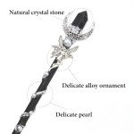 Bubbmi Black Crystal Magic Wand, Gemstone Moon Wizard Party Cosplay Accessories Sorcerer Collection Witchcraft Props with Gift Box(black4)