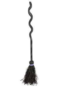 Spiral Staff Witch's Broom - 3 Piece, 52 inch Witches Broomstick - Halloween Witch Cosplay Costume Accessory - Black