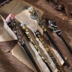 Pink Crystal Magic Witch Wand - Handmade Magic Wizard Wand Witch Wand 15 Inch for Wizards Magical Gift for Adults Halloween Renaissance Wizard Party Witchcraft Props Wizard Cosplay Accessories