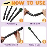 Spooktacular Creations Halloween LED Witch Staff Vintage Cane, Light Up Magic Walking Cane Prop Stick Accessory for Halloween Party Pretend Play Costume, Halloween Dress Up