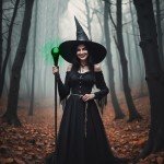 Nicky Bigs Novelties Evil Dark Magic Witch Light Up Wizard Staff Walking Stick Green Orb Crystal Ball Costume Accessory Prop