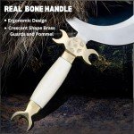 Handmade Crescent Moon Dagger Knife, Druid's Crescent Moon Boline with Bone Handle, Moon Ritual Athame Boline Curved Knife, Dagger Knife with Sheath, Athame Ritual Dagger Antique knife,