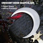 Handmade Crescent Moon Dagger Knife, Druid's Crescent Moon Boline with Bone Handle, Moon Ritual Athame Boline Curved Knife, Dagger Knife with Sheath, Athame Ritual Dagger Antique knife,