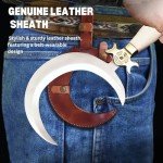 Handmade Crescent Moon Dagger Knife, Druid's Crescent Moon Boline with Bone Handle, Moon Ritual Athame Boline Curved Knife, Dagger Knife with Sheath, Athame Ritual Dagger Antique knife,