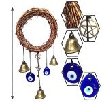 Witch Bells for Door Knob Protection,Witchy Wicca Decor Clear Negative Energies with Blue Evil Eyes for Home Garden Courtyard Decor Protection