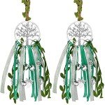 2 Pieces Witch Bells Protection for Door Knob Tree of Life Wind Chime Hanger Clear Negative Energy Witchcraft Supplies Witch Wind Chimes Wreath Pagan Bell Decor for Witchy Boho Room(Vivid Style)
