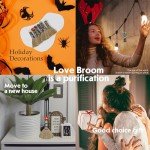 RJINGSHI Natural Tiger's Eye Magic Broom Love Crystal Witch Broom Reiki Healing Crystal Handmade for Cleansing Bedroom Office Home Decor Gifts