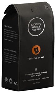 Kicking Horse Coffee, Grizzly Claw, Dark Roast, Ground, 10 oz - Certified Organic, Fairtrade, Kosher Coffee