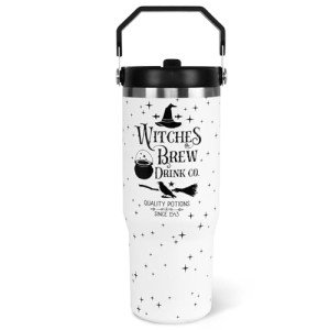Halloween Tumbler with Lid and Straw 30oz,Witches Brew Vacuum Insulated Leak Proof Halloween Tumbler,Goth Cute Spooky Gift Women Kids Teen Girls,Halloween Accessories Stainless Steel Coffee Cup