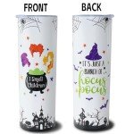Heqianco Halloweem Tumbler 20oz Halloween Tumbler With Lid and Straw Insulated Skinny Tumbler Cup Witchy Gifts For Women Witches Brew Coffee Mug