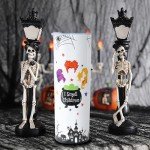 Heqianco Halloweem Tumbler 20oz Halloween Tumbler With Lid and Straw Insulated Skinny Tumbler Cup Witchy Gifts For Women Witches Brew Coffee Mug