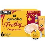 Gevalia Frothy 2-Step Artificially Flavored Cappuccino Espresso Style K‐Cup Coffee Pods & Froth Packets Kit, 6 ct. Box