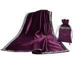 BLESSUME Altar Tarot Table Cloth Divination Wicca Velvet Cloth with Tarot Pouch 24.4 * 24.4 inch Purple
