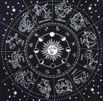 Indian Consigners Altar Cloth Zodiac Witchcraft Alter Tarot Spread Top Cloth Wiccan Square Spiritual 36 by 36 Sacred Cloth Galaxy (Zodiac Silver)