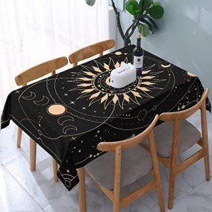 Cafl Tarot Tablecloth Sun Star Moon Tablecloth Waterproof Wrinkle Free Rectangle Table Cloth for Dining Room 54 x 72 Inch