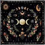 BEIDUOYANG Moonphases Flower Astrologys Altars Cloth Tarot Tablecloth Divinations Table Cloth Tapestry Decor Witchcrafts Supplies Divinations Cards Table Cloth Wall Decor Witchcrafts Accessories