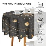 JanJCurt Moon Phase Table Cloth, Gold Galaxy Sun Moon Mystic Celestial Tarot Table Cloths for Kitchen BBQ Table Cloths 36x36inch