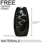 INONE Ceramic Incense Burner with 120 Cones, Waterfall Backflow Incense Holder, Aromatherapy Ornament, Zen Decor, Home Decor, Room Decor (Black)