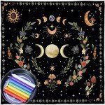 BEIDUOYANG Moonphases Flower Astrologys Altars Cloth Tarot Tablecloth Divinations Table Cloth Tapestry Decor Witchcrafts Supplies Divinations Cards Table Cloth Wall Decor Witchcrafts Accessories