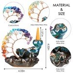 Backflow Incense Burner Ceramic Incense Waterfall 7 Chakras Crystal Tree Incense Holder Namaste Yoga Meditation and Home Decor