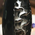 INONE Ceramic Incense Burner with 120 Cones, Waterfall Backflow Incense Holder, Aromatherapy Ornament, Zen Decor, Home Decor, Room Decor (Black)