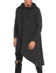 COOFANDY Mens Hooded Poncho Cape Cloak Irregular Hem Hoodie Pullover Black 3X-Large